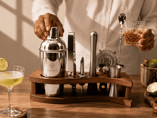 VELIXCO Bamboo Cocktail Bar Tool Set