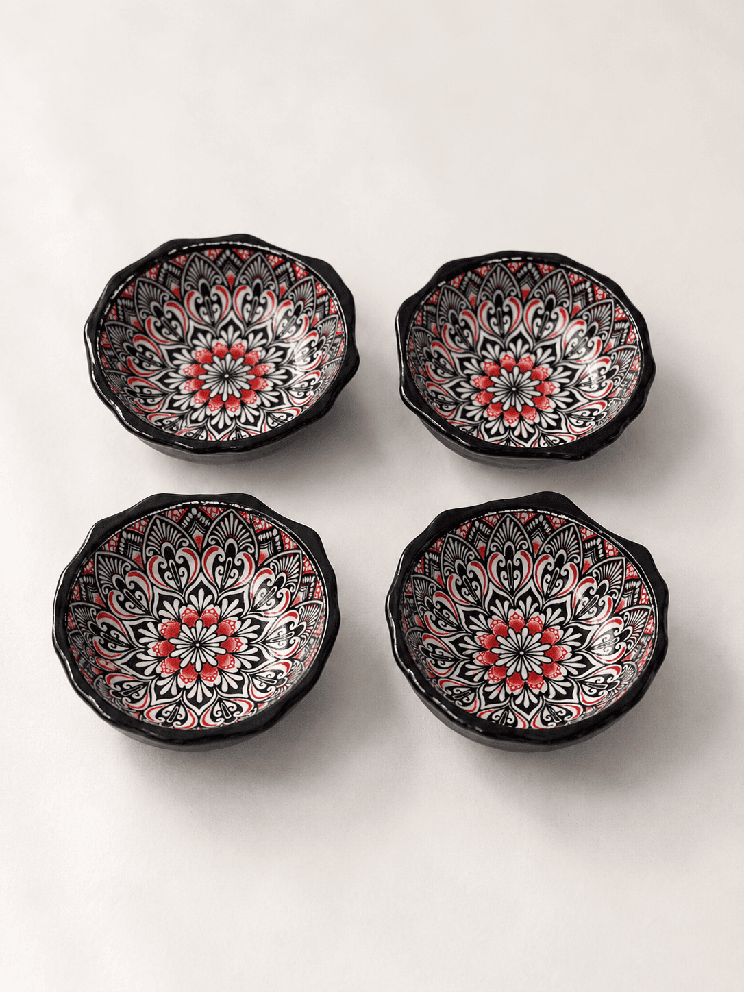 VELIXCO Noir Royale Mandala Bowl Set of 4