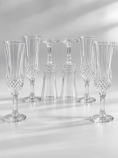 Velixco Champagne Glass Set of 6 – Crystal Flute Design