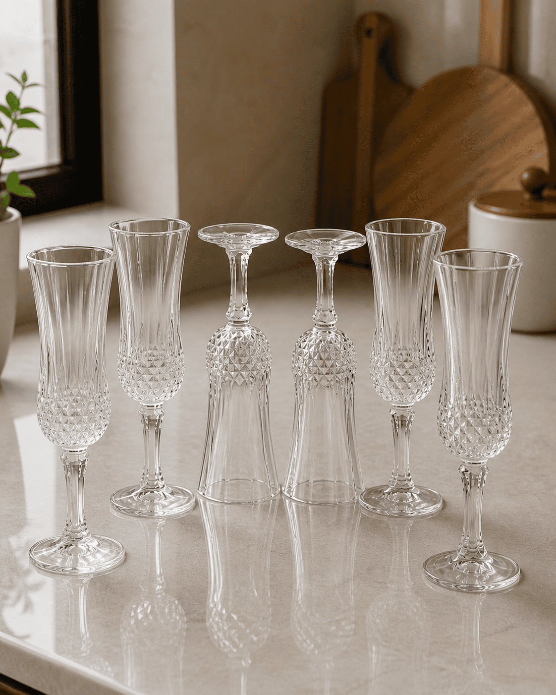 Velixco Champagne Glass Set of 6 – Crystal Flute Design