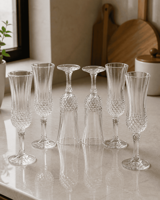 Velixco Champagne Glass Set of 6 – Crystal Flute Design