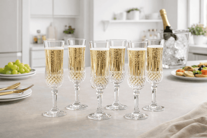 Velixco Champagne Glass Set of 6 – Crystal Flute Design
