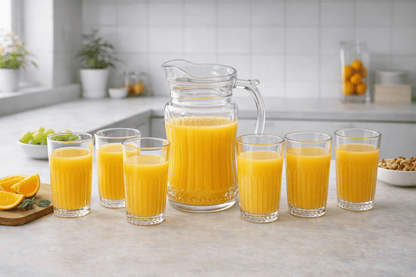 Drinking Glass Set for Home – Tivoli Long Glasses 335ml Set of 6 + 1 Glass Jug