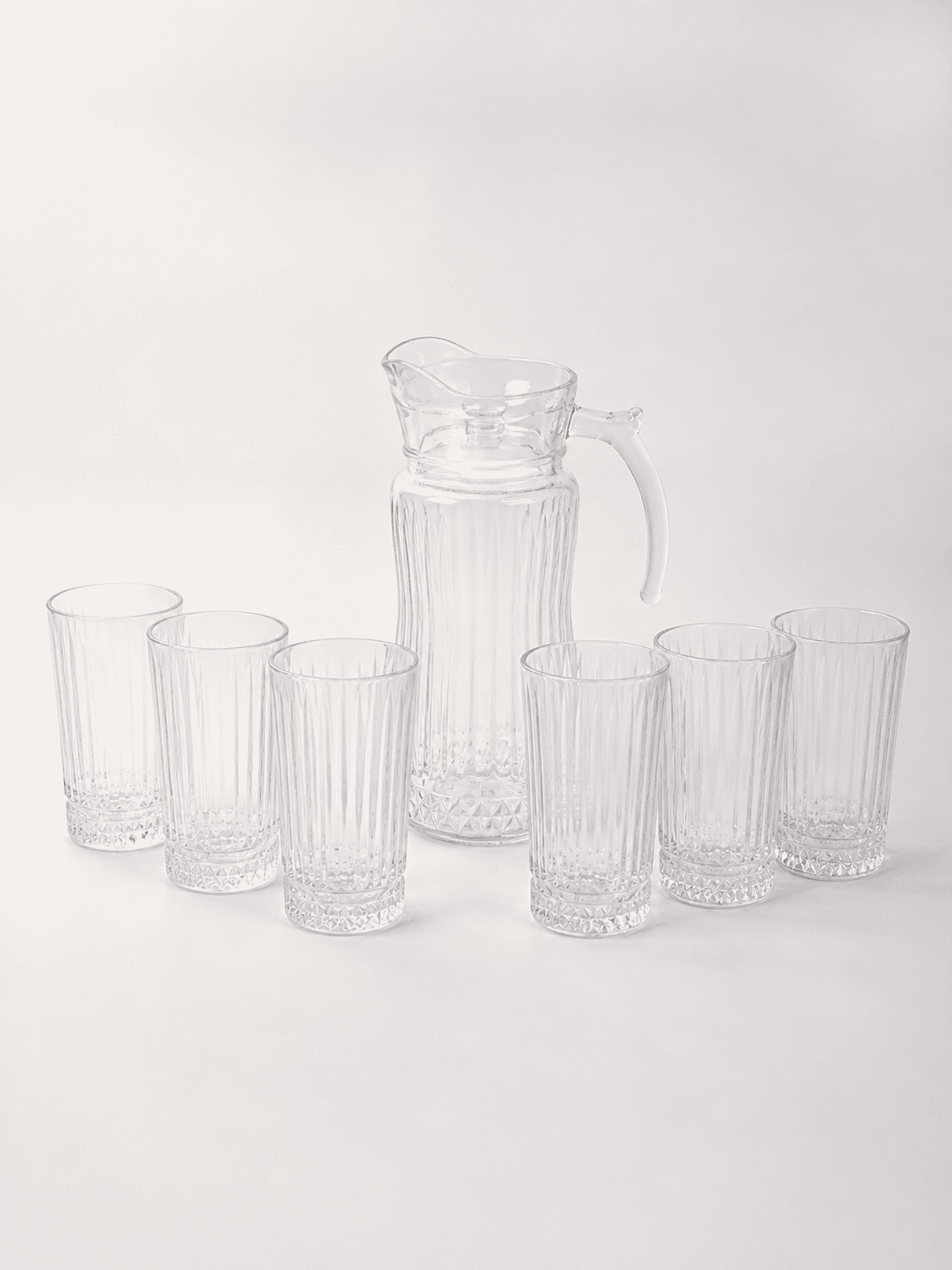 Drinking Glass Set for Home – Tivoli Long Glasses 335ml Set of 6 + 1 Glass Jug