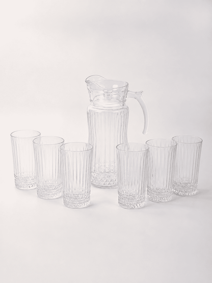 Drinking Glass Set for Home – Tivoli Long Glasses 335ml Set of 6 + 1 Glass Jug
