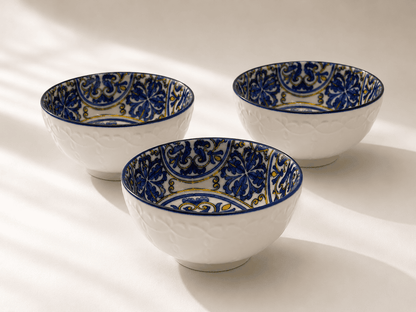 VELIXCO Blush Lotus Handpainted Bowl Set of 3