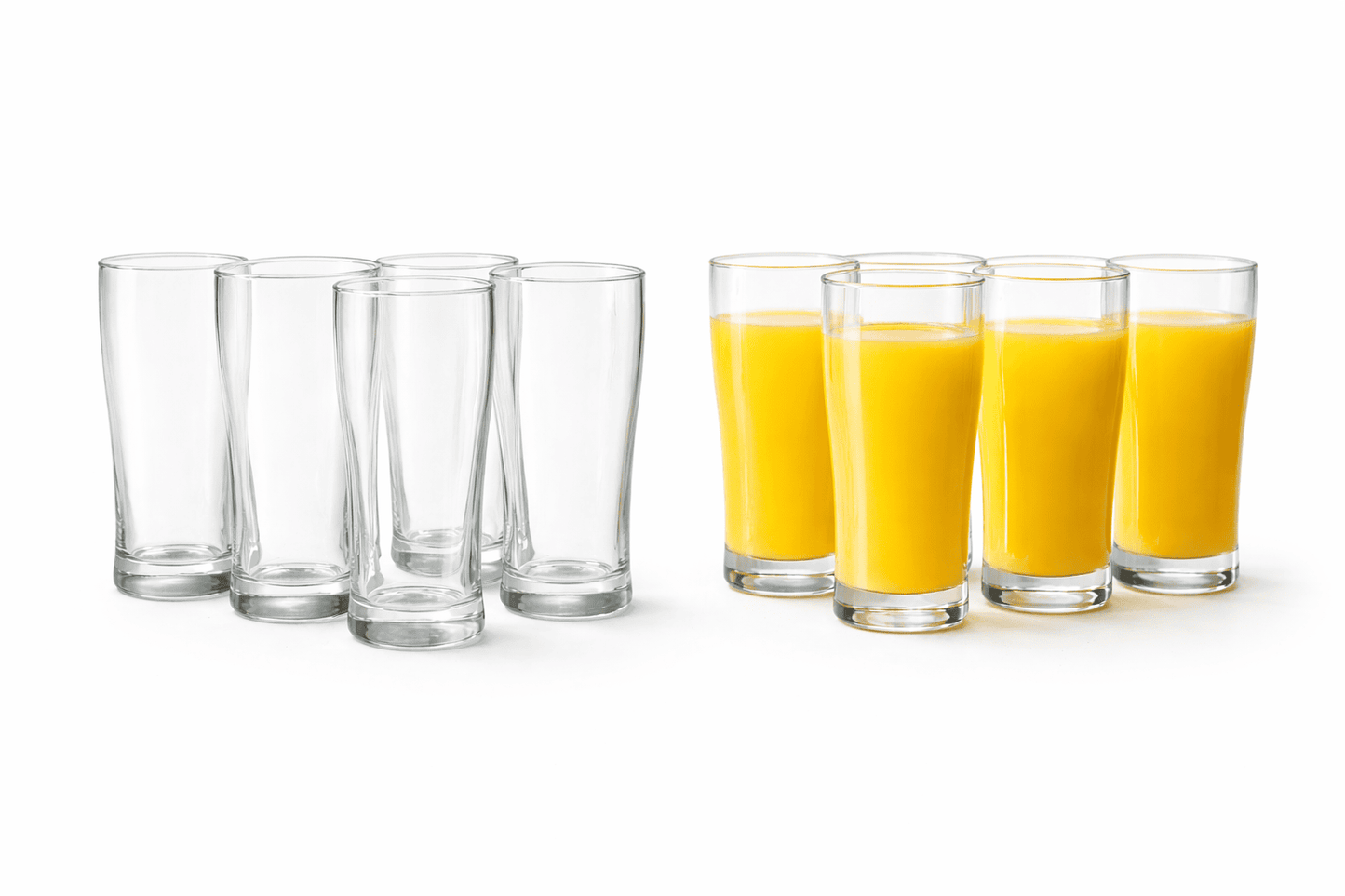 Velixco Tall Drinking Glass Set of 6 - Elegant & Durable Drinkware