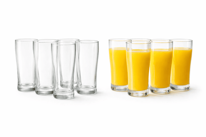 Velixco Tall Drinking Glass Set of 6 - Elegant & Durable Drinkware