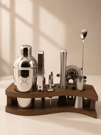 VELIXCO Bamboo Cocktail Bar Tool Set