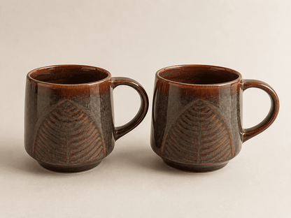 VELIXCO Earthleaf Stoneware Mug Set of 2