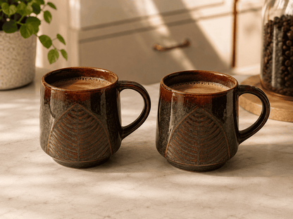 VELIXCO Earthleaf Stoneware Mug Set of 2