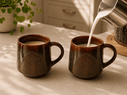 VELIXCO Earthleaf Stoneware Mug Set of 2