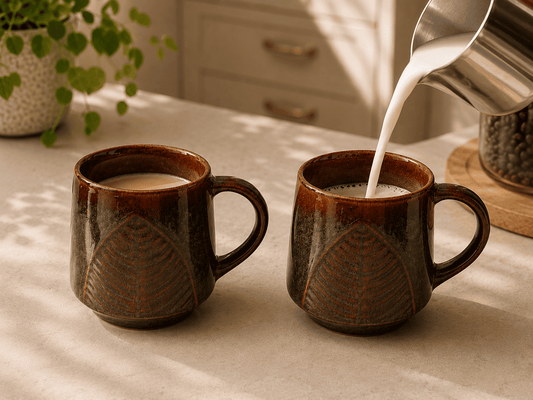 VELIXCO Earthleaf Stoneware Mug Set of 2
