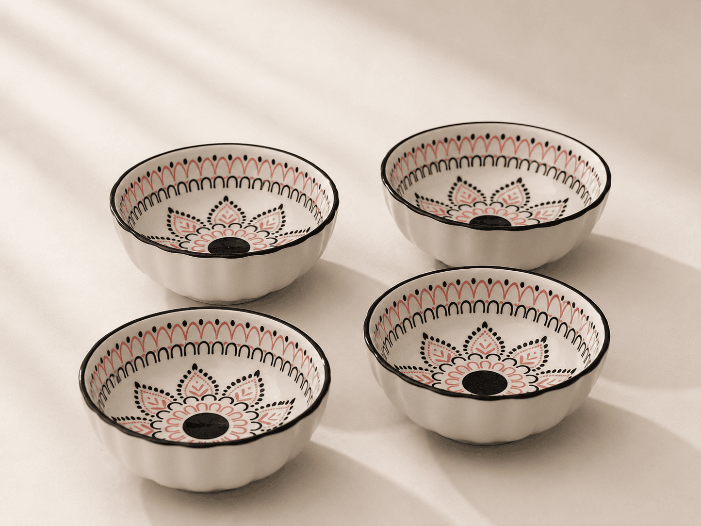 VELIXCO Frostflake Textured Ceramic Bowl Set of 4