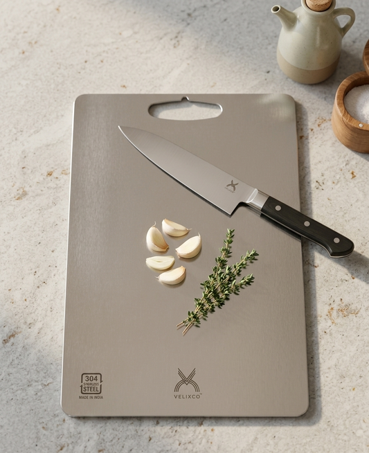 VELIXCO Stainless Steel Chopping/ Cutting Board for Kitchen – Food Grade 304