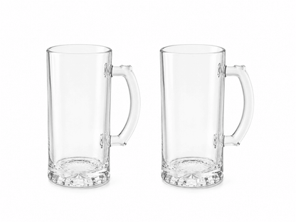 Glass Calvin Juice / Beer Mugs (Set of 2)