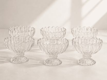 Glass Dessert Bowl Set of 6 – Clear Serving Bowls | Velixco