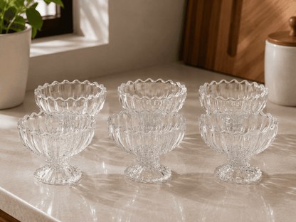 Glass Dessert Bowl Set of 6 – Clear Serving Bowls | Velixco