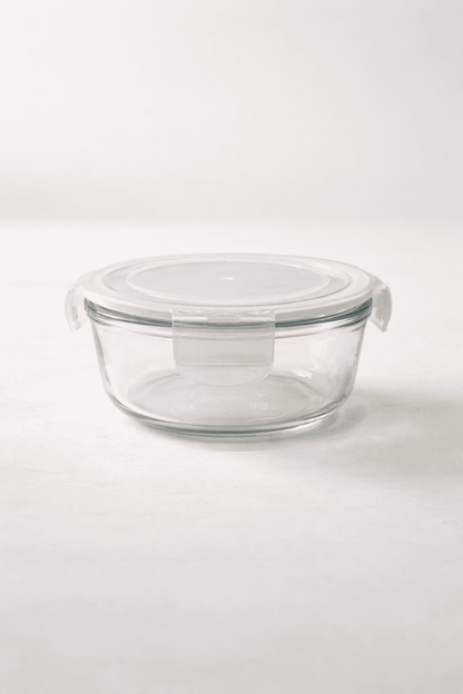 Glass Food Container with Lid – Round Airtight 400ml (Set of 3)