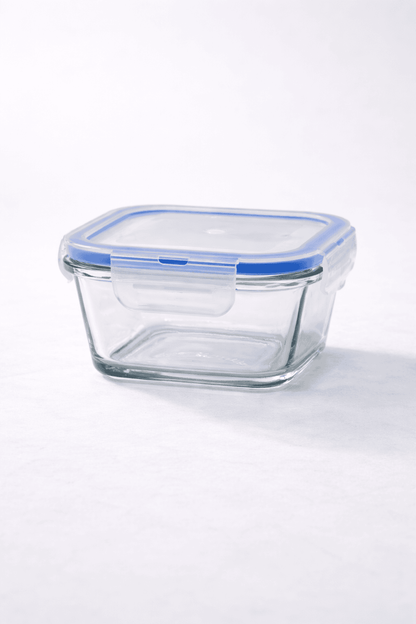 Glass Food Container with Lid – Square Airtight 350ml (Set of 3)
