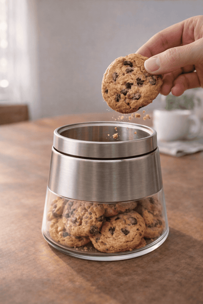 Glass Pantry Storage Containers – Half Steel Glass 750ml (Set of 2) - Velixco