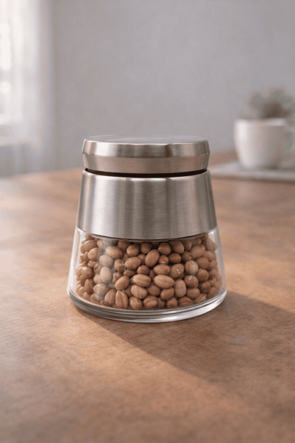 Glass Pantry Storage Containers – Half Steel Glass 750ml (Set of 2) - Velixco