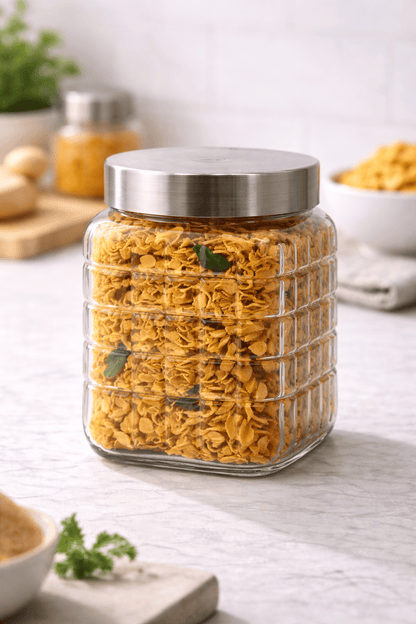 Glass Pantry Storage Containers – Yera Checkered Jar 875ml (Set of 4)