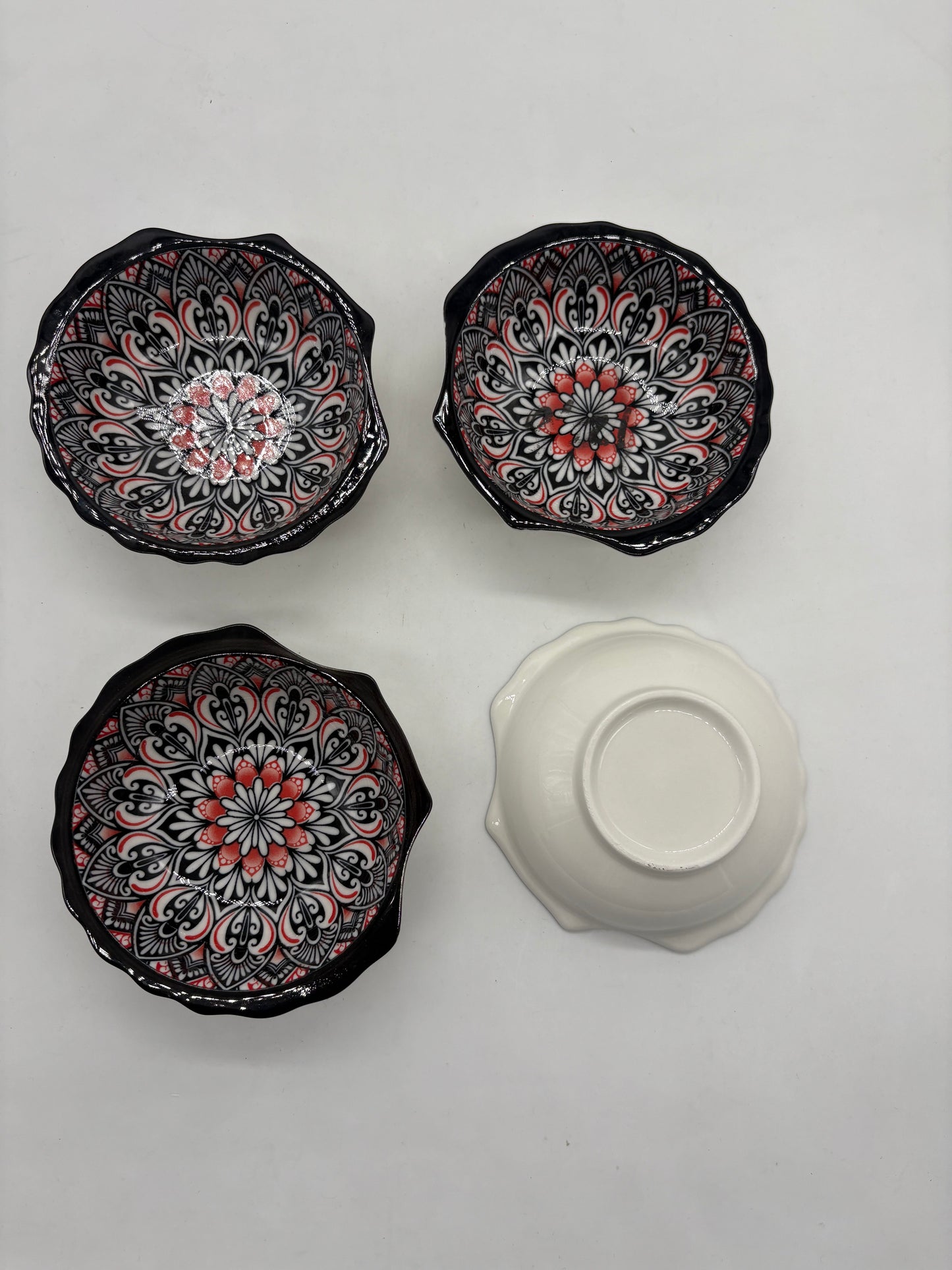 VELIXCO Noir Royale Mandala Bowl Set of 4