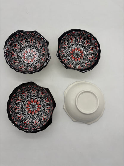 VELIXCO Noir Royale Mandala Bowl Set of 4