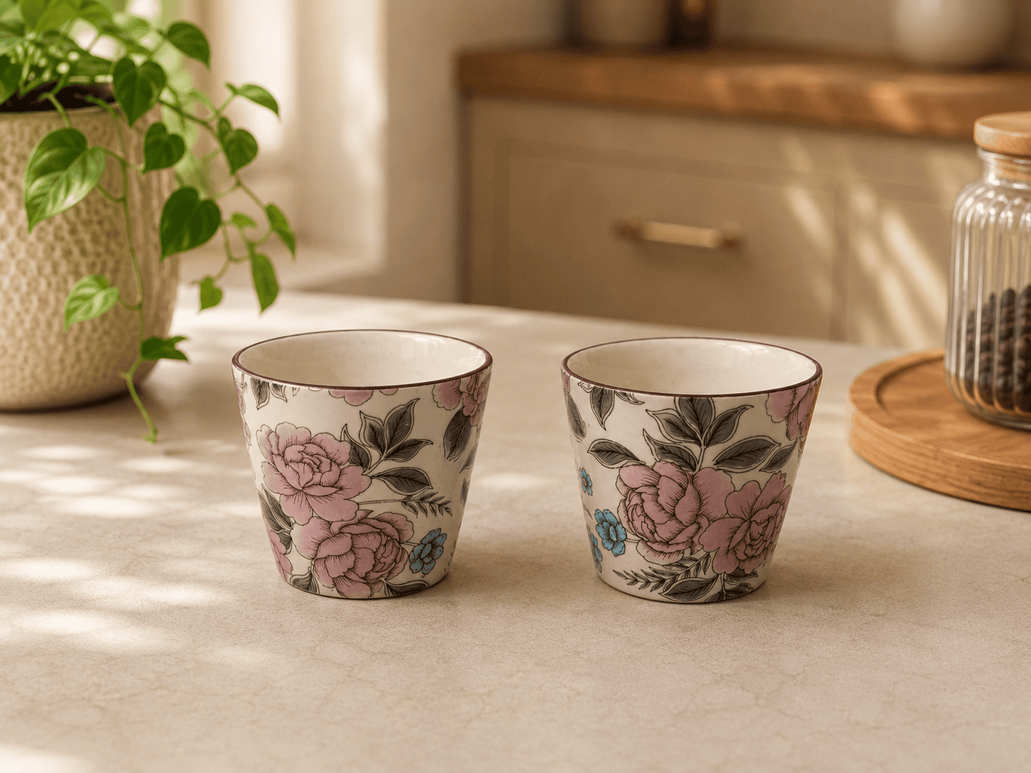 VELIXCO Indigo Vine Mug Set of 2