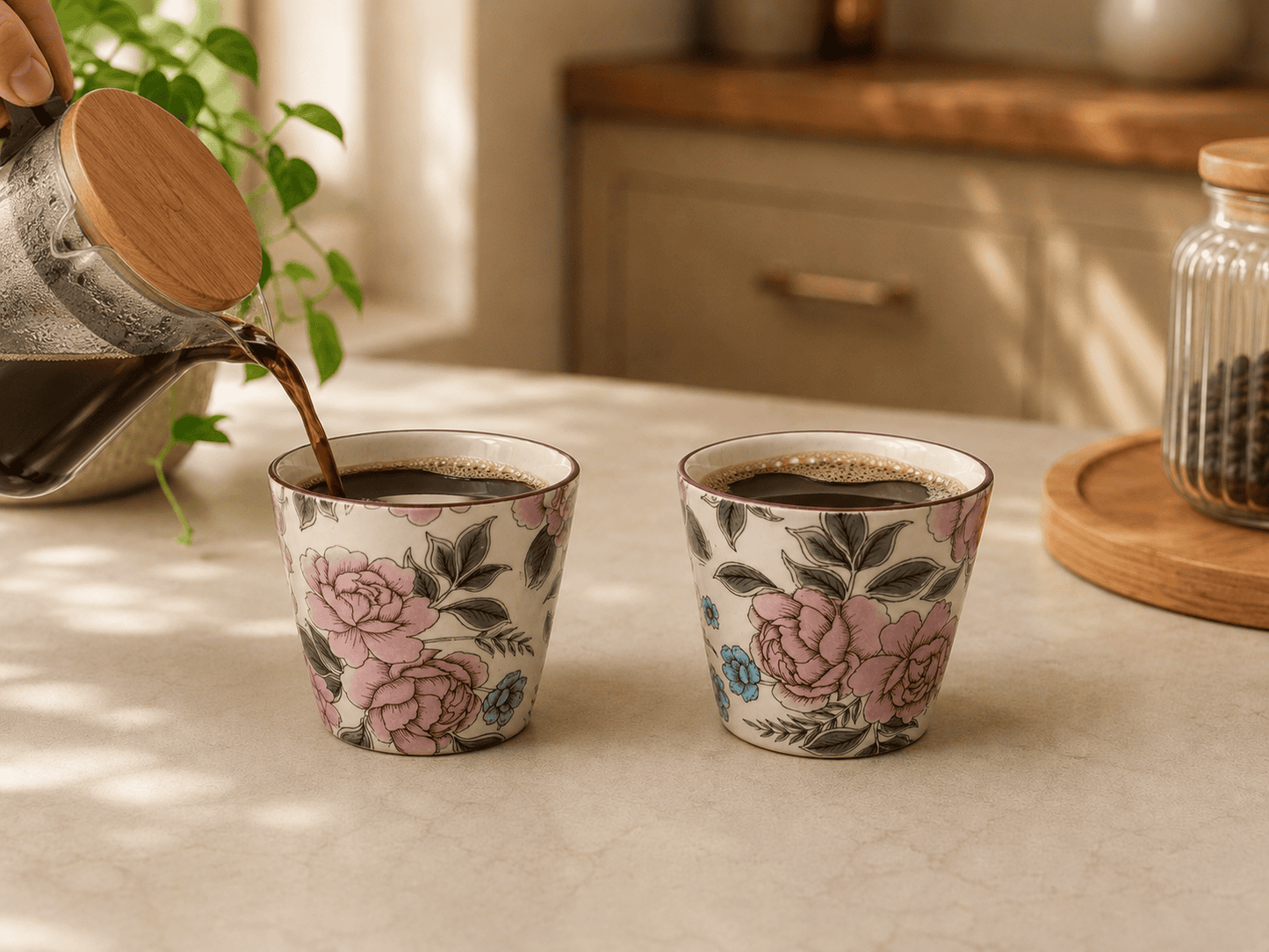 VELIXCO Indigo Vine Mug Set of 2
