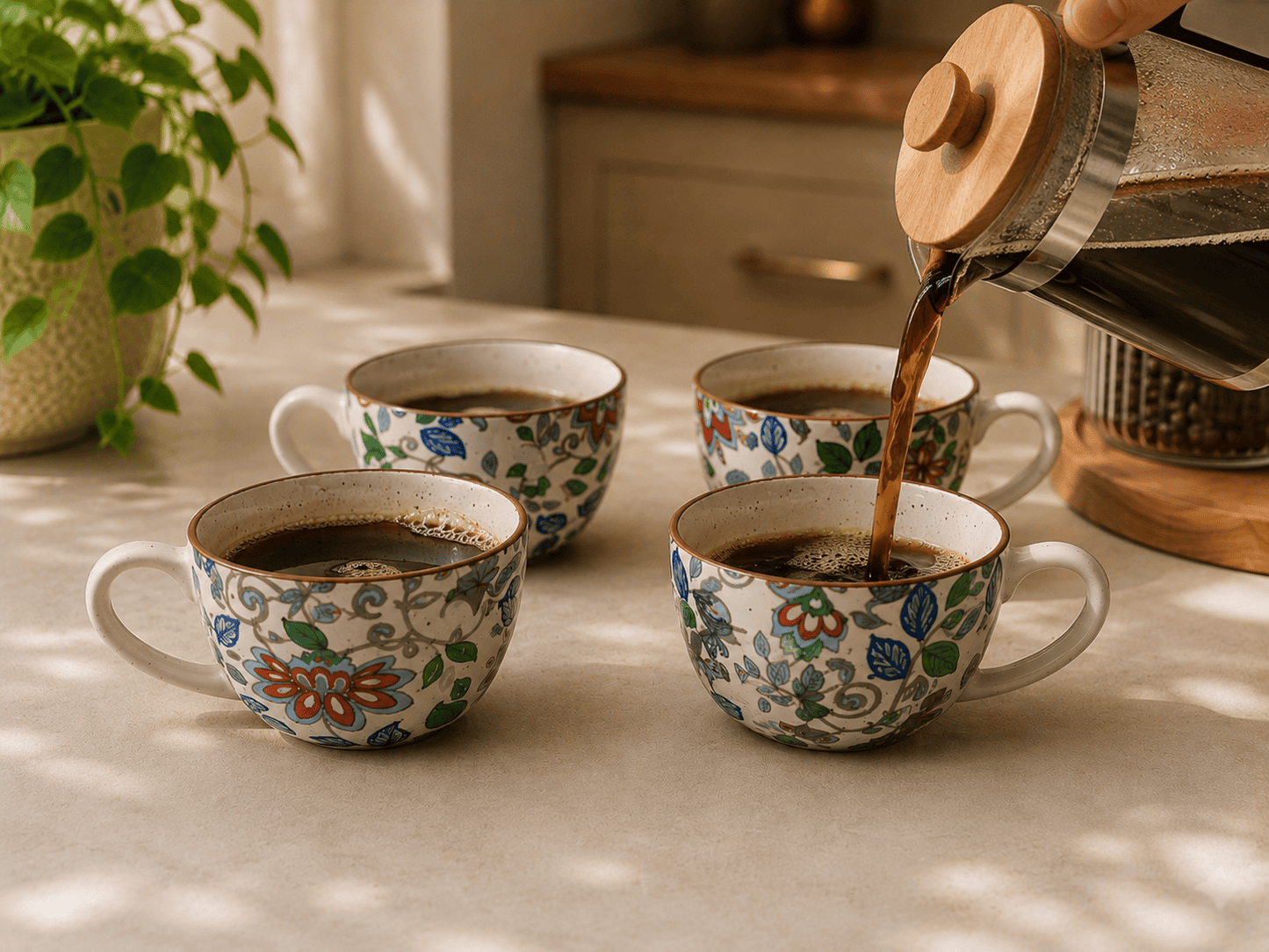 VELIXCO Juliette Bloom Mug Set of 4