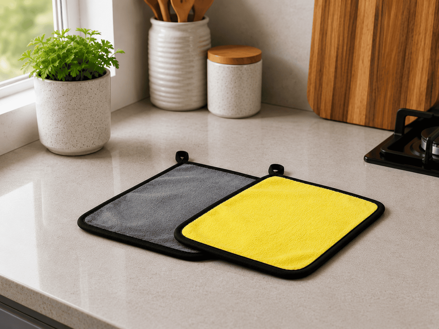 Microfiber Cleaning Cloth Reusable – Yellow Reversible 30cm