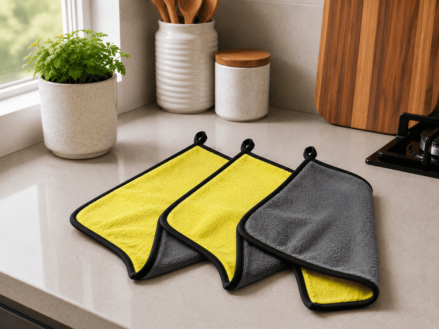 Microfiber Cleaning Cloth Reusable – Yellow Reversible 30cm