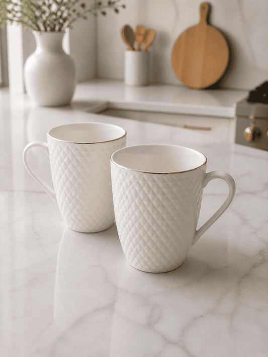 Milk Mug Crystal - Conical Emboss Goldline (Set of 2)