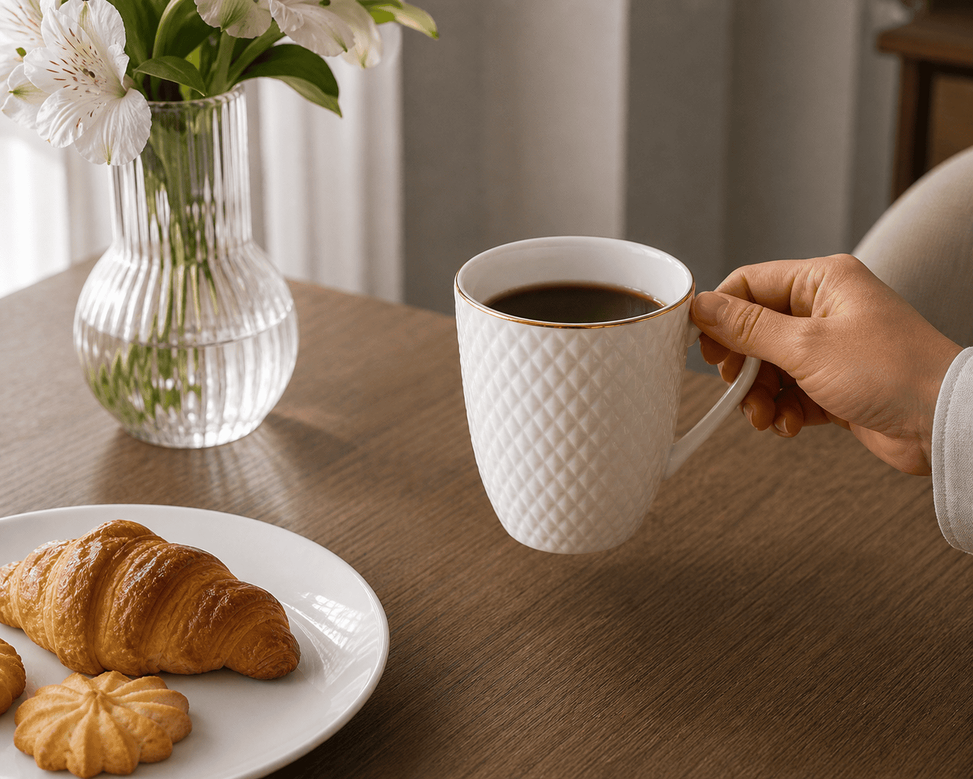 Milk Mug Crystal - Conical Emboss Goldline (Set of 2)