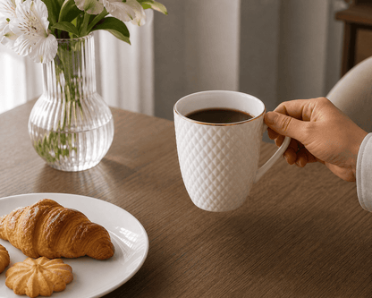 Milk Mug Crystal - Conical Emboss Goldline (Set of 2)