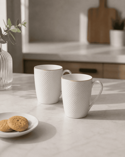 Milk Mug Crystal - Cylindrical Emboss Goldline (Set of 2)