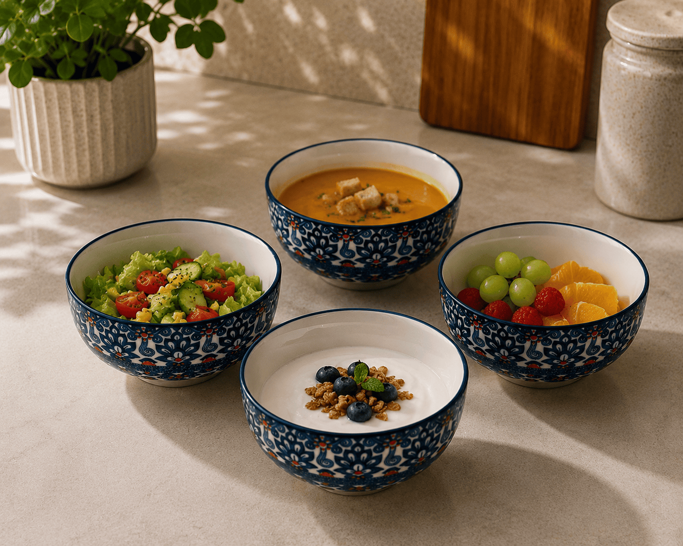 VELIXCO Mediterranean Mosaic Bowl Set of 4