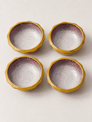 Velixco Mustard Special Cut Bowl Set of 4 handpainted India