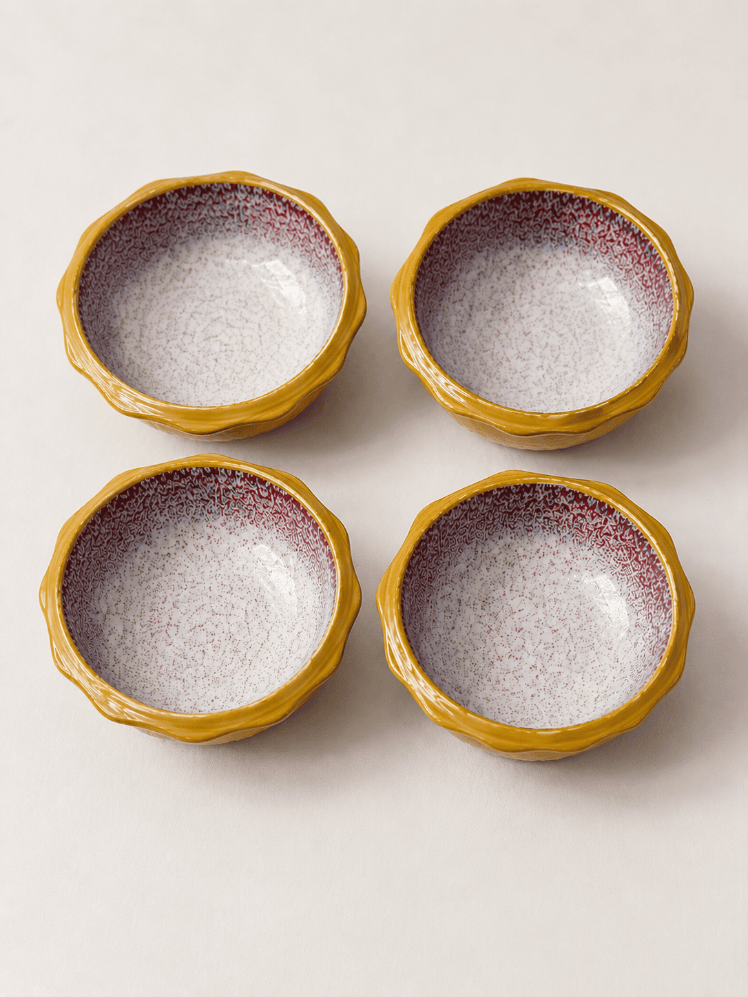 VELIXCO Mustard Special Cut Bowl Set of 4