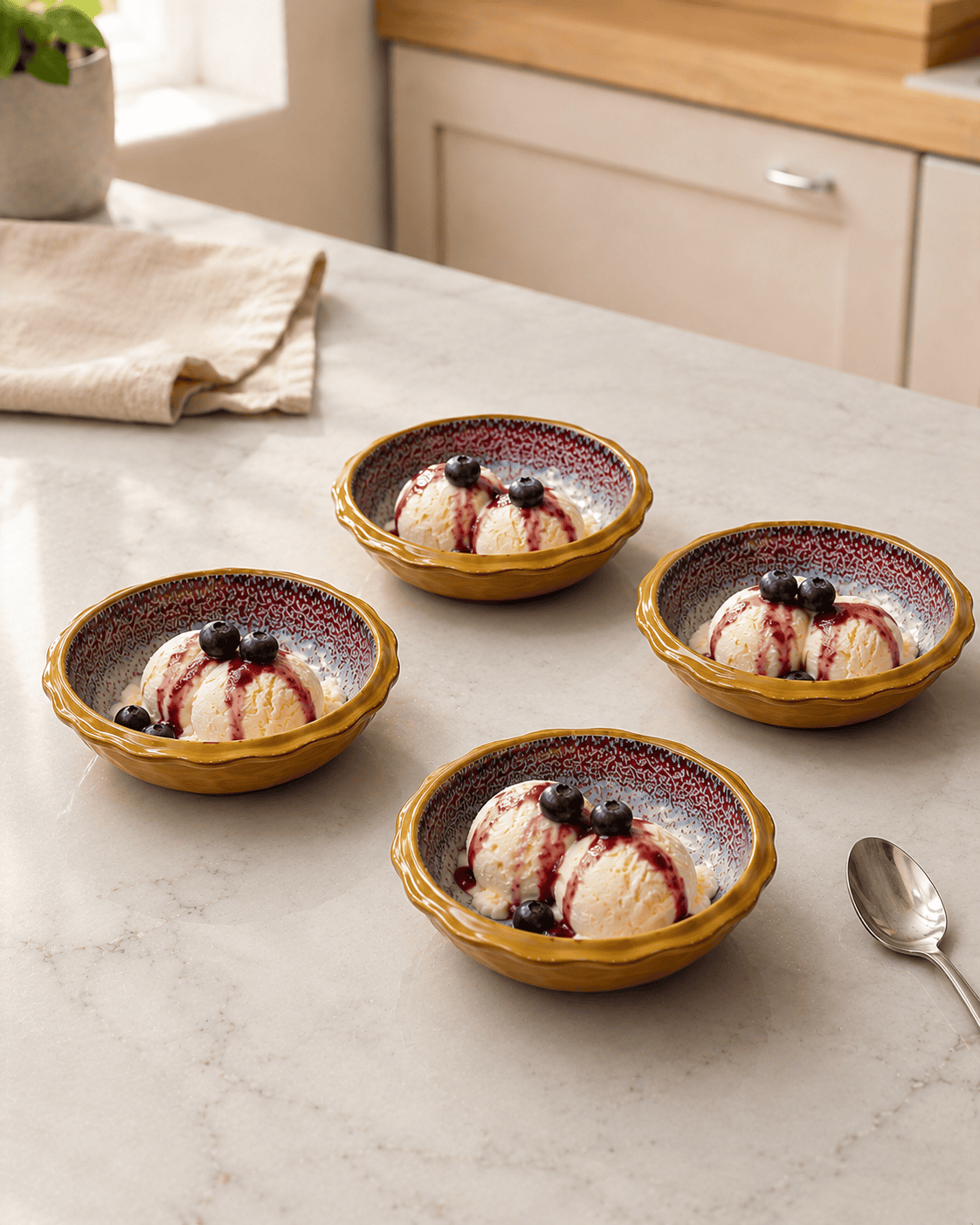 VELIXCO Mustard Special Cut Bowl Set of 4