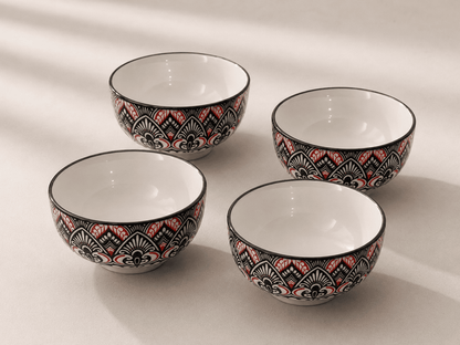 VELIXCO Noir Aura Mandala Bowl Set of 4