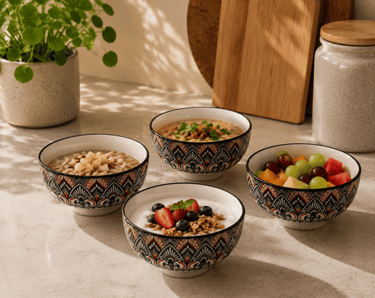VELIXCO Noir Aura Mandala Bowl Set of 4 - Velixco