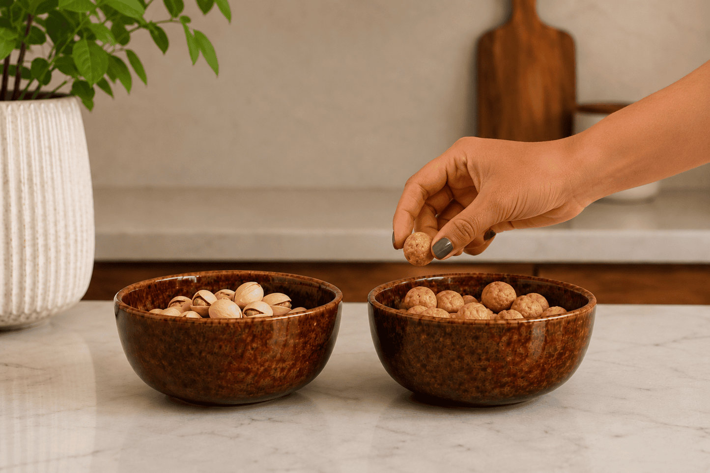 VELIXCO Rustic Earth Serving Bowl Set of 2