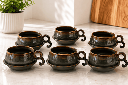VELIXCO SageEarth Tea Cup & Saucer Set of 6