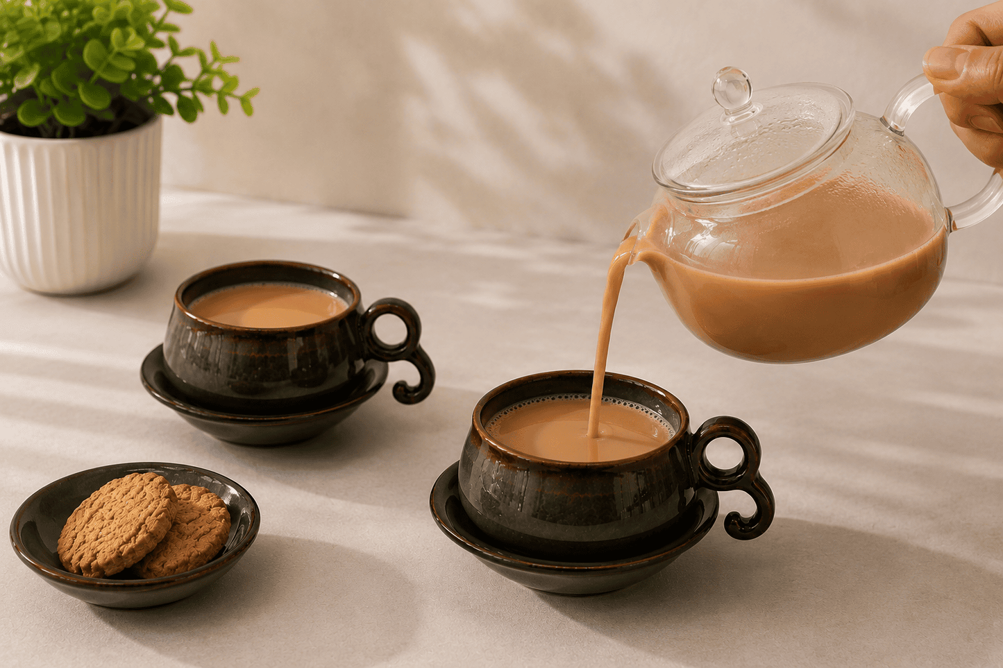 VELIXCO SageEarth Tea Cup & Saucer Set of 6