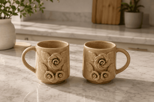 VELIXCO SandRose Handcrafted Coffee Mug Set of 2