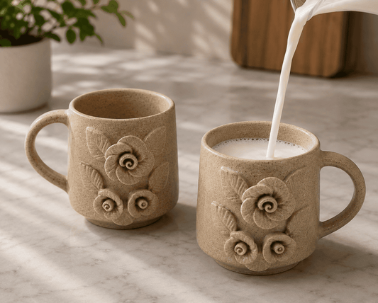 VELIXCO SandRose Handcrafted Coffee Mug Set of 2