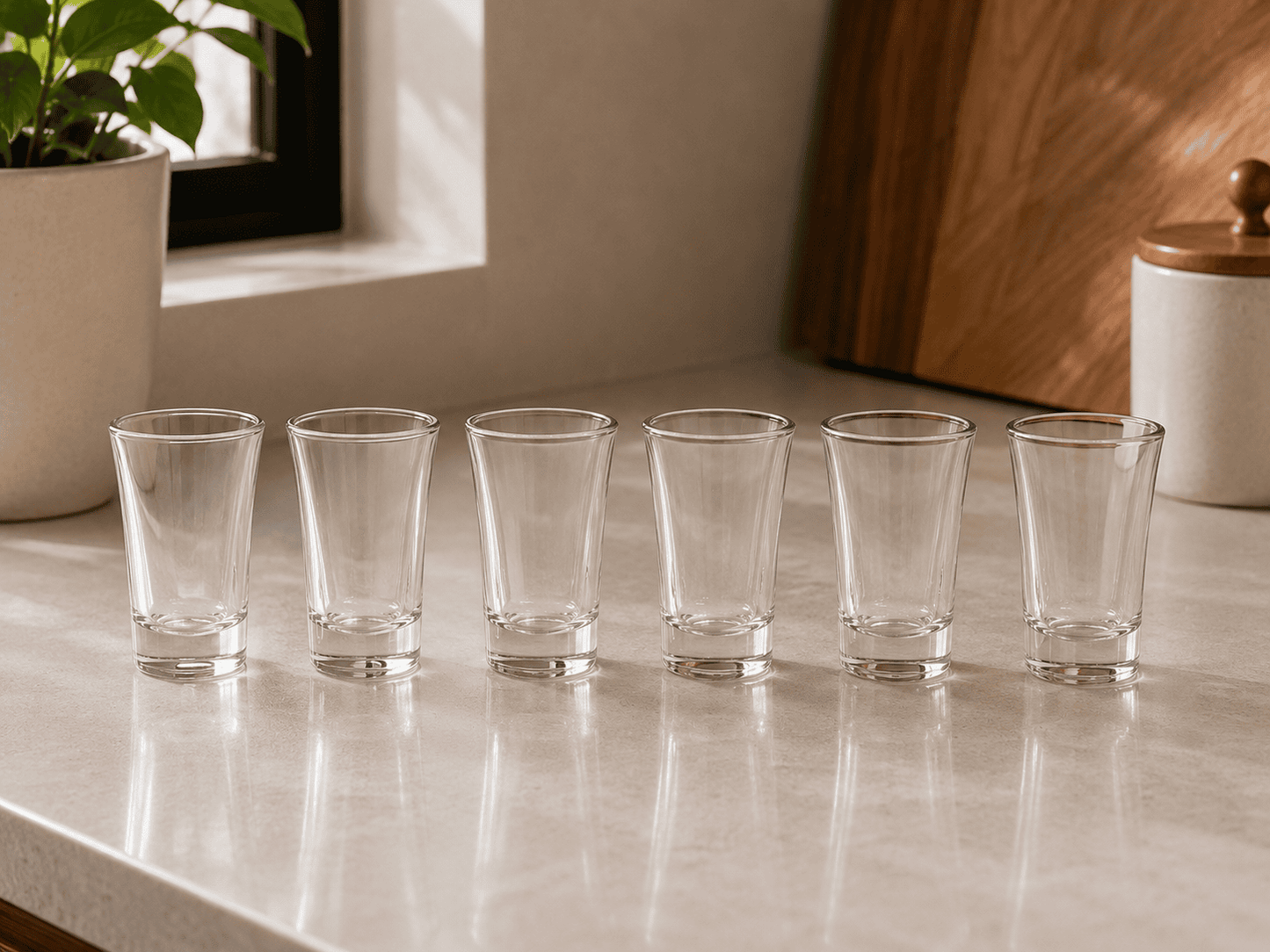Shot Glass Set of 6 - Clear Tequila & Party Bar Glasses
